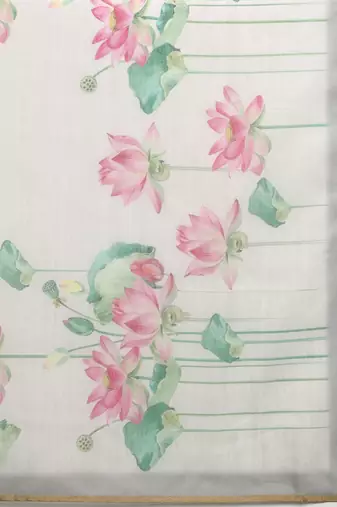 Chanderi Cotton Digital Printed Saree With Blouse Piece