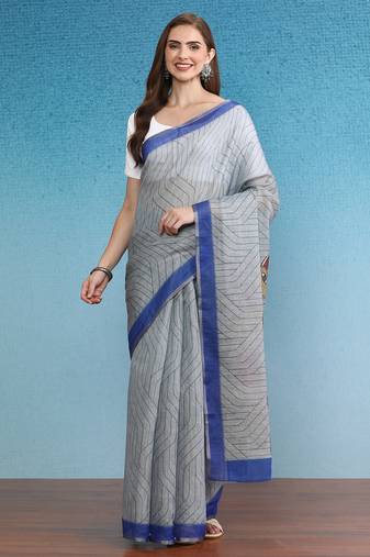 Cotton Zari Tissue Printed Saree With Blouse Piece