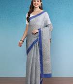 Cotton Zari Tissue Printed Saree With Blouse Piece