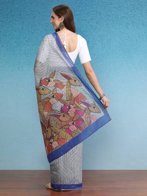 Cotton Zari Tissue Printed Saree With Blouse Piece 2