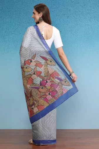 Cotton Zari Tissue Printed Saree With Blouse Piece