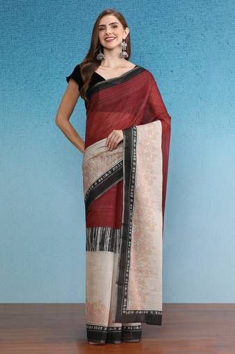 Cotton Zari Tissue Printed Saree With Blouse Piece