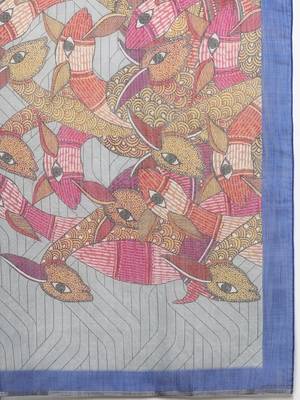 Cotton Zari Tissue Printed Saree With Blouse Piece 5