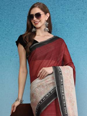 Cotton Zari Tissue Printed Saree With Blouse Piece 3