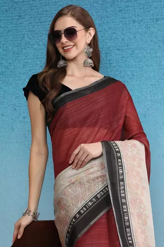 Cotton Zari Tissue Printed Saree With Blouse Piece