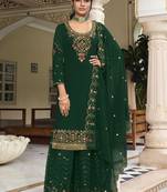 Green georgette embroidery designer sharara suit