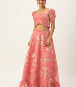 Ethnovog Ready To Wear Pink Art Silk Foli Print Co Ords Sets