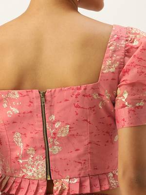Ethnovog Ready To Wear Pink Art Silk Foli Print Co Ords Sets 4