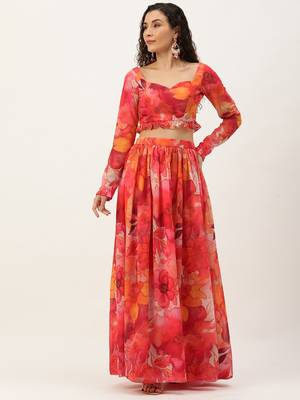 Ethnovog Ready To Wear Multicolor Digital Printed Georgette Co Ords Set 1
