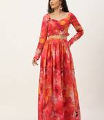 Ethnovog Ready To Wear Multicolor Digital Printed Georgette Co Ords Set