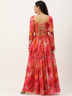 Ethnovog Ready To Wear Multicolor Digital Printed Georgette Co Ords Set 2