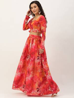Ethnovog Ready To Wear Multicolor Digital Printed Georgette Co Ords Set 3