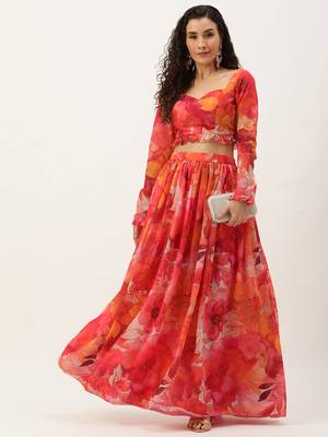 Ethnovog Ready To Wear Multicolor Digital Printed Georgette Co Ords Set 4