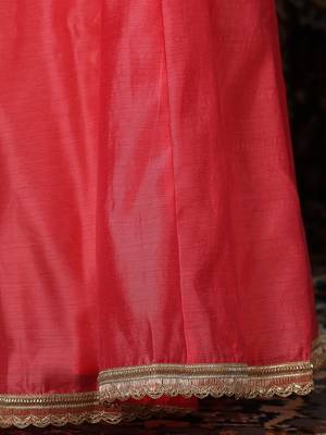 Ethnovog Ready To Wear Pink Chanderi Lehenga With Embroidered Dupatta 4