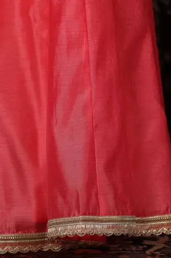 Ethnovog Ready To Wear Pink Chanderi Lehenga With Embroidered Dupatta