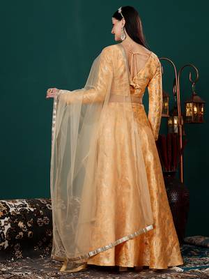 Ethnovog Ready To Wear Peach Brocade Lehenga Set 2