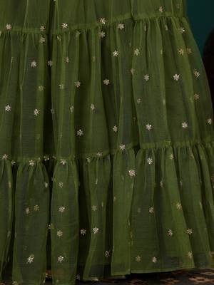 Ethnovog Ready To Wear Yellow Jacquard N Green Embroidered Lehenga Set 4