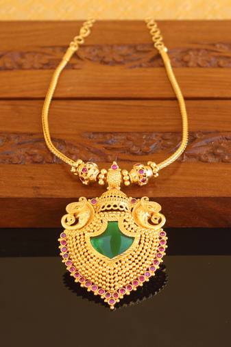 Kerala style gold plated elephant palakka necklace