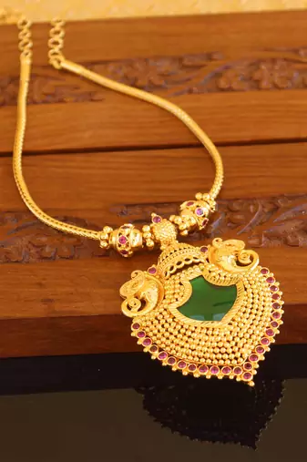 Kerala style gold plated elephant palakka necklace