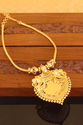 Kerala style gold plated elephant palakka necklace
