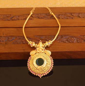 Kerala style gold plated ganesha palakka necklace 1
