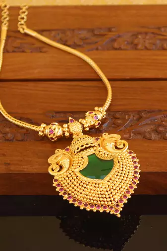 Kerala style gold plated elephant palakka necklace