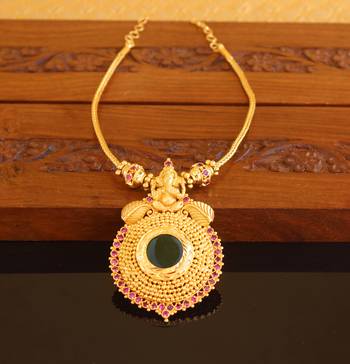 Kerala style gold plated ganesha palakka necklace 2