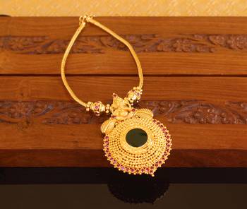 Kerala style gold plated ganesha palakka necklace 3