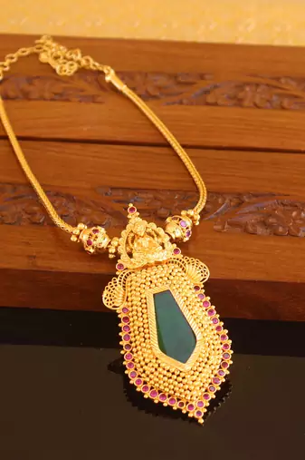 Kerala style gold plated temple palakka necklace