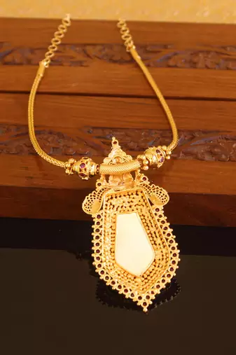 Kerala style gold plated temple palakka necklace