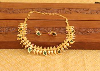Kerala style gold plated palakka mango necklace 1
