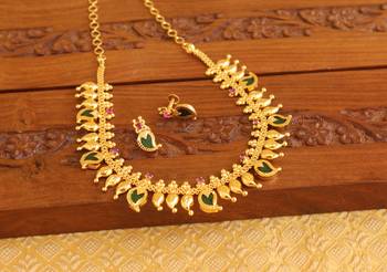 Kerala style gold plated palakka mango necklace 2