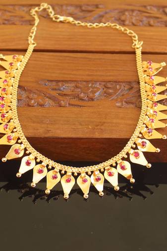 Kerala style gold plated thalikottam necklace