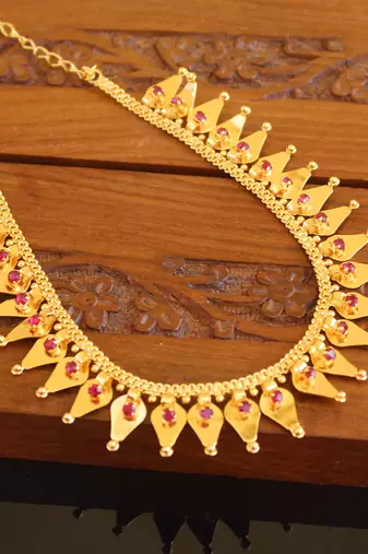 Kerala style gold plated thalikottam necklace
