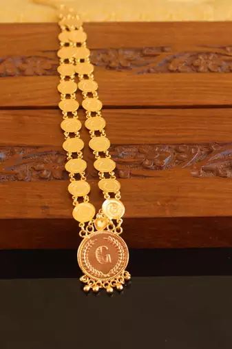 Kerala style gold plated temple coin necklace