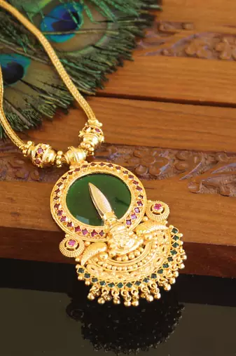 Kerala style gold plated kathakali palakka necklace