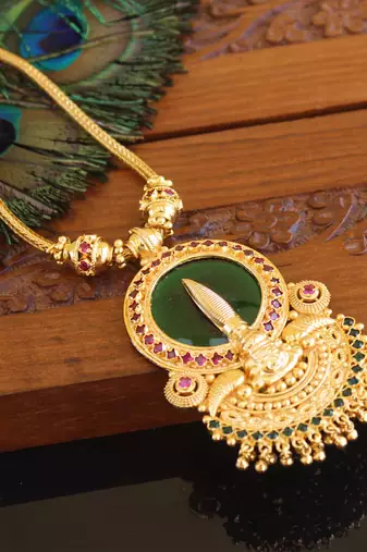 Kerala style gold plated kathakali palakka necklace