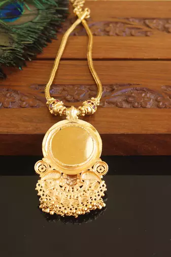 Kerala style gold plated kathakali palakka necklace