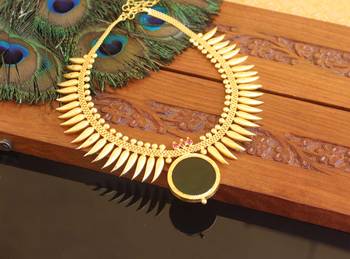 Kerala style gold plated palakka neckace 2