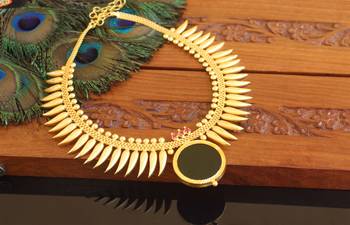Kerala style gold plated palakka neckace 3