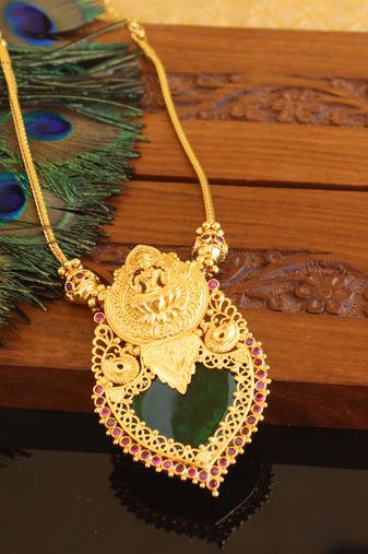 Kerala style gold plated palakka temple necklace