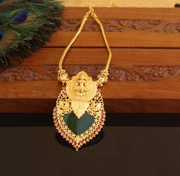 Kerala style gold plated palakka temple necklace 2