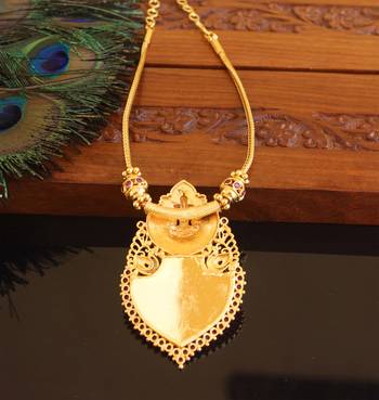 Kerala style gold plated palakka temple necklace 3