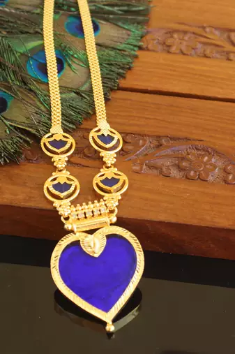Kerala style gold plated palakka neckace