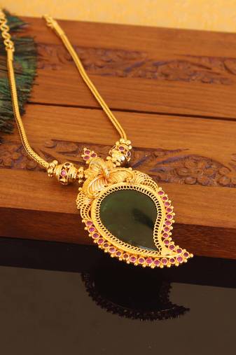 Kerala style gold plated mango palakka necklace
