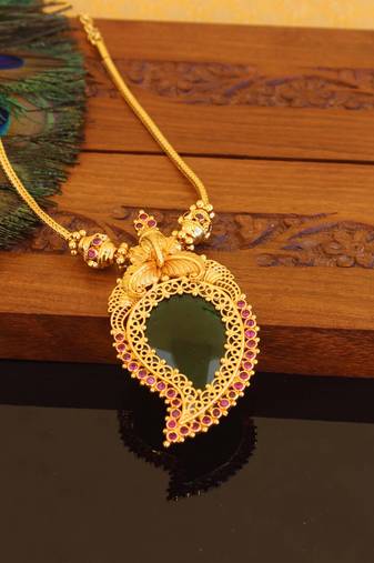 Kerala style gold plated mango palakka necklace