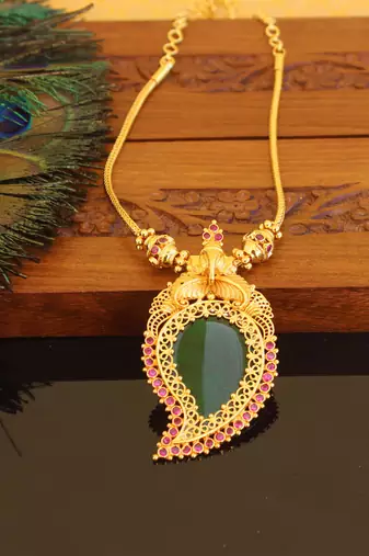 Kerala style gold plated mango palakka necklace