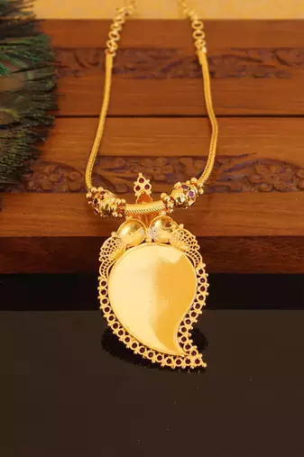 Kerala style gold plated mango palakka necklace