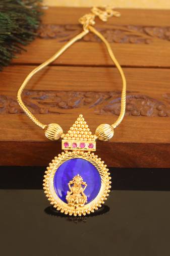 Kerala style gold plated palakka temple necklace