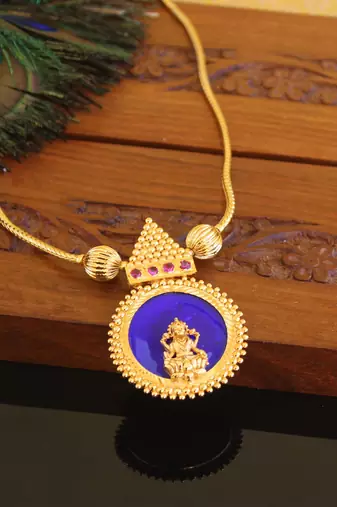 Kerala style gold plated palakka temple necklace